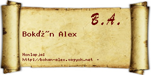 Bokán Alex névjegykártya